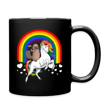 LGBT Platypus Riding Unicorn Gay Pride Rainbow - Mug uni - noir - Droite