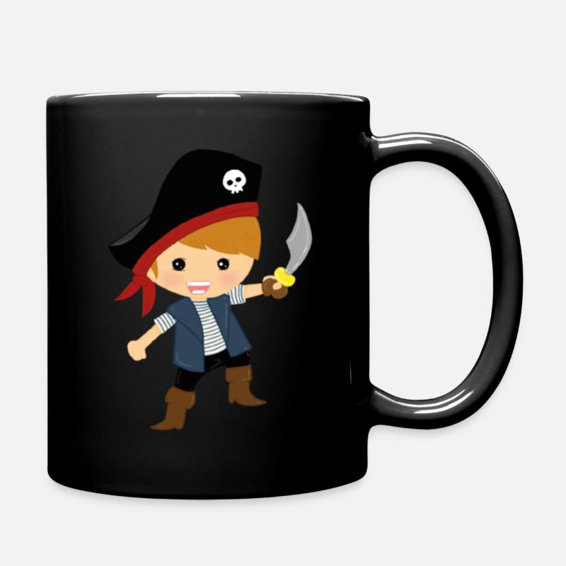 Süßer kleiner Pirat mit Piratenhut und Säbel - Tasse einfarbig - Schwarz