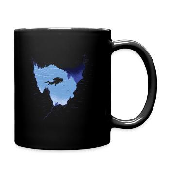 Taucher Taucherin Tauchen Geschenk - Tasse einfarbig - Schwarz - Rechts