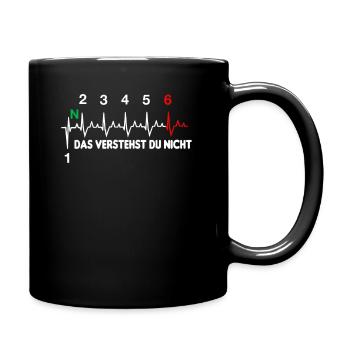 Motorrad EKG Herzschlag Verstehst Das Nicht 1N2345 - Tasse einfarbig - Schwarz - Rechts