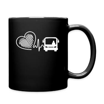 Busfahrer Busfahrer Herzschlag - Tasse einfarbig - Schwarz - Rechts
