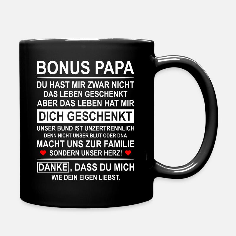 Bonus Papa Ersatzvater Geschenk Stiefvater - Tasse einfarbig - Schwarz