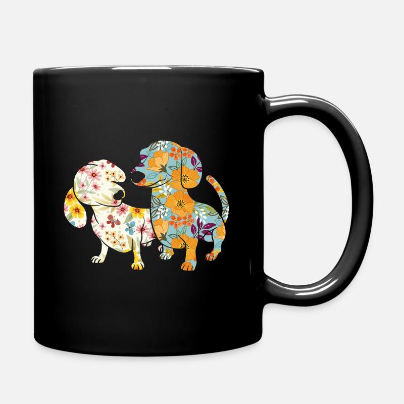 Vintage Dachshund gift - Full Colour Mug - black