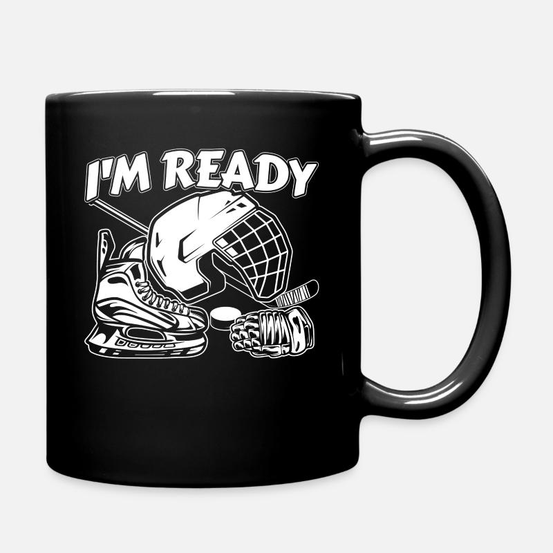 Eishockey Helm Maske Schläger i am ready - Tasse einfarbig - Schwarz