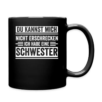 Schwester Geschwister - Tasse einfarbig - Schwarz - Rechts