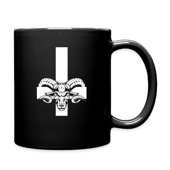 Croix inversée à tête de bélier - Croix de Saint-Pierre - Mug uni - noir - Droite