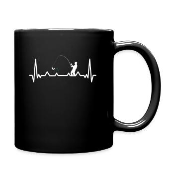 Fishing heartbeat angler gift - Full Colour Mug - black - Right