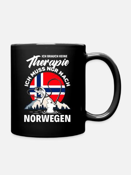 Ich Brauche Keine Therapie Ich Muss Nach Norwegen - Tasse einfarbig - Schwarz