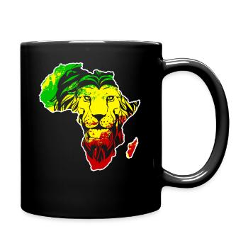 Roar Africa Map Lion Face Reggae Rasta Gift - Full Colour Mug - black - Right