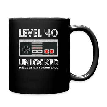 40 Year Old Fourty Birthday Gift Level 40 unlocked - Full Colour Mug - black - Right