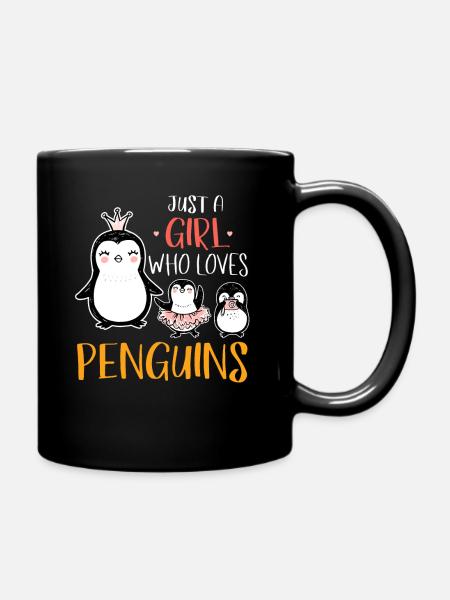 Pinguin Mädchen - Tasse einfarbig - Schwarz