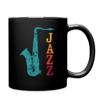 Jazz Saxophone Retro - Tasse einfarbig - Schwarz - Rechts