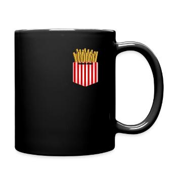 Pommes Fritten Tasche Brusttasche - Tasse einfarbig - Schwarz - Rechts