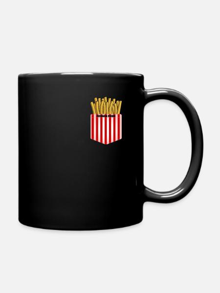 Pommes Fritten Tasche Brusttasche - Tasse einfarbig - Schwarz