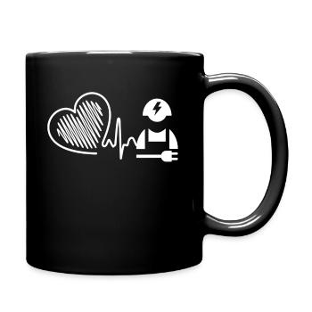 Électricien Électricien Heartbeat - Mug uni - noir - Droite