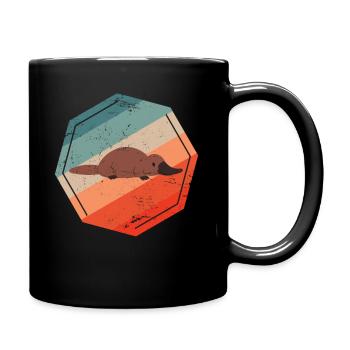 Retro Schnabeltier Wombat - Tasse einfarbig - Schwarz - Rechts
