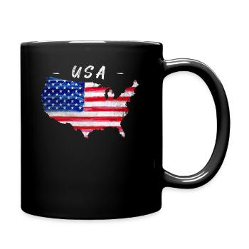 T-shirt drapeau américain drapeau américain - Mug uni - noir - Droite