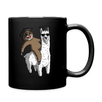 Sloth Riding Llama Funny Graduation - Tasse einfarbig - Schwarz - Rechts