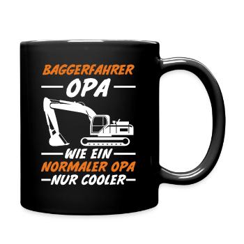 Bagger Opa Tiefbauer Großvater Baggerfahrer - Tasse einfarbig - Schwarz - Rechts