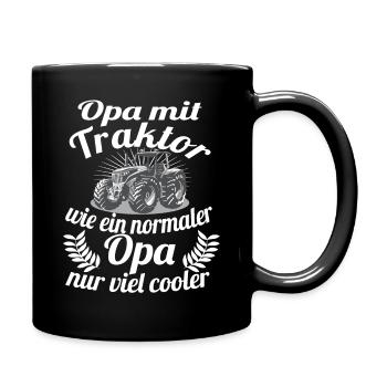Landwirt Traktor Opa Großvater Bauer Geschenk - Tasse einfarbig - Schwarz - Rechts