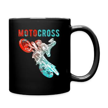 Motocross Geschenk Kinder Dirt Bike Supercross - Tasse einfarbig - Schwarz - Rechts