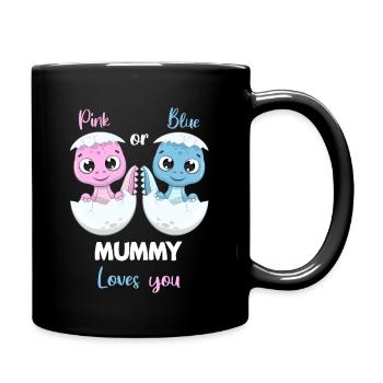Pink Or Blue Mummy Loves you Gender Reveal Party - Mug uni - noir - Droite