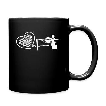 Flugbegleiter Flugbegleiter Herzschlag - Tasse einfarbig - Schwarz - Rechts