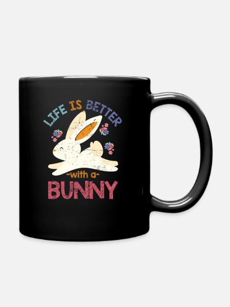 Hase Kinder Kaninchen - Tasse einfarbig - Schwarz