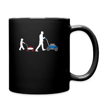 Rasenmähen Vater Kinder Rasenmäher Geschenkidee - Tasse einfarbig - Schwarz - Rechts