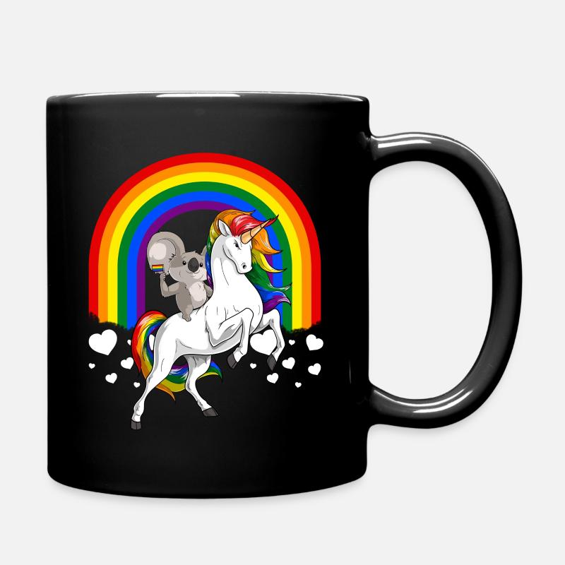 LGBT Koala Bear équitation Licorne Gay Pride Rainbow - Mug uni - noir
