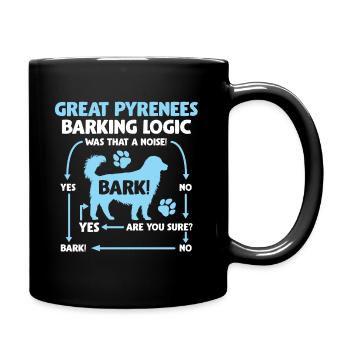 Logic of the Barking Pyrenean Mountain Dog - Full Colour Mug - black - Right