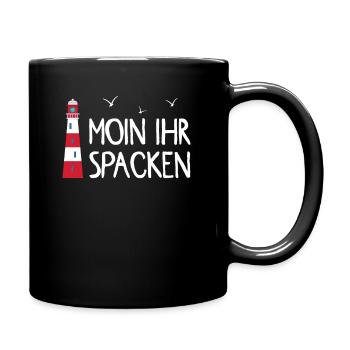 Leuchtturm Moin ihr Spacken - Tasse einfarbig - Schwarz - Rechts