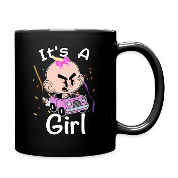 It's A Girl Car Parade Baby Birthday Gender Reveal - Mug uni - noir - Droite