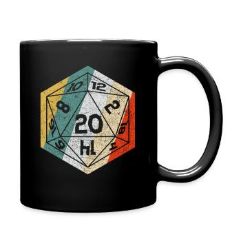 Rollenspiel Würfel D20 Vintage Brettspiel - Tasse einfarbig - Schwarz - Rechts