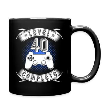 Level 40 Complete 40. Geburtstag Gamer Geschenk - Tasse einfarbig - Schwarz - Rechts