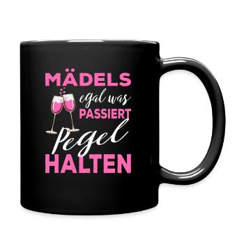 Mädels Pegel halten Party JGA Junggesellinen - Tasse einfarbig - Schwarz - Rechts