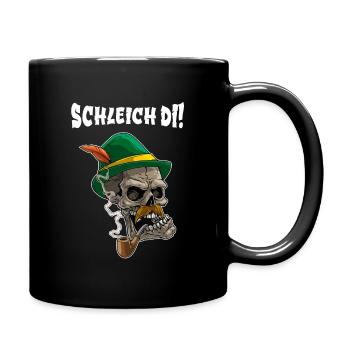 Schleich Di Bayrisch Dialekt Design mit Totenkopf - Tasse einfarbig - Schwarz - Rechts