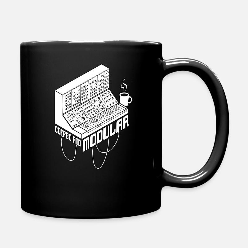 Coffee and Modular Synthesizer for Musician - Full Colour Mug - black