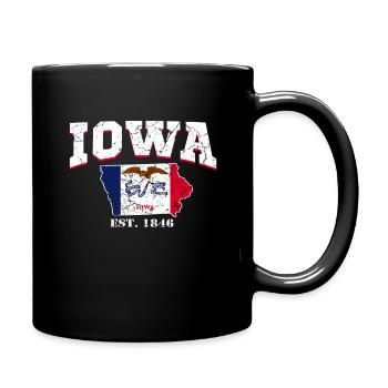 Iowa flag - Full Colour Mug - black - Right