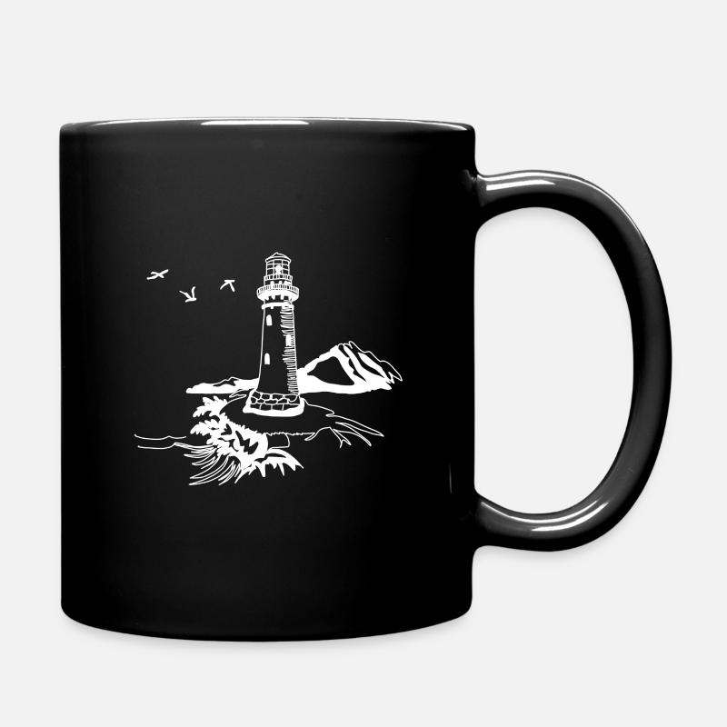 en bord de mer phare maritim mouettes - Mug uni - noir