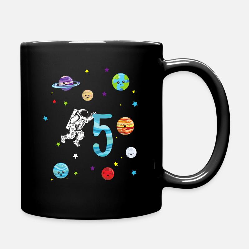 5th birthday astronaut solar system gift - Full Colour Mug - black