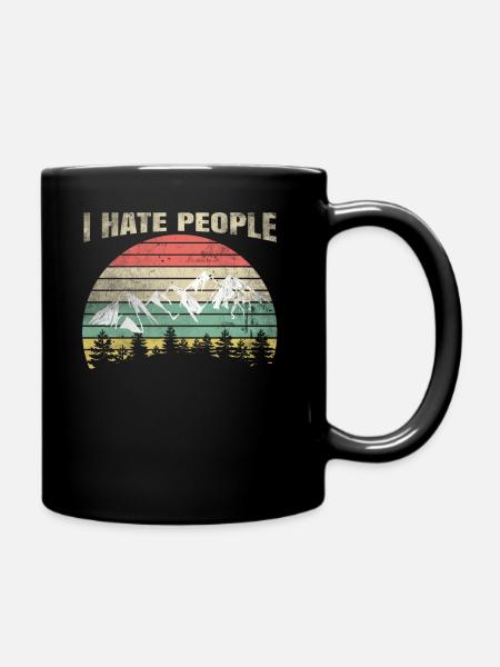 I Hate People t-shirt gift hiker mountain tent - Full Colour Mug - black