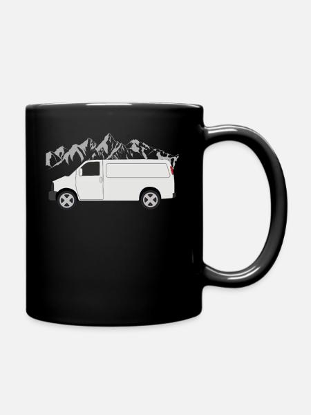 Camping Van Camper motorhome gift design - Full Colour Mug - black