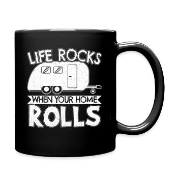 Campen Outdoor Wohnwagen Geschenk - Tasse einfarbig - Schwarz - Rechts