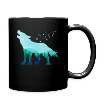 Wolf - Tasse einfarbig - Schwarz - Rechts
