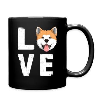 Liebe Akita Inu Hund - Tasse einfarbig - Schwarz - Rechts