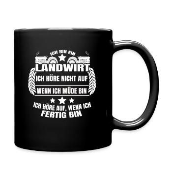 Ich bin Landwirt Ich höre auf wenn ich fertig bin - Tasse einfarbig - Schwarz - Rechts