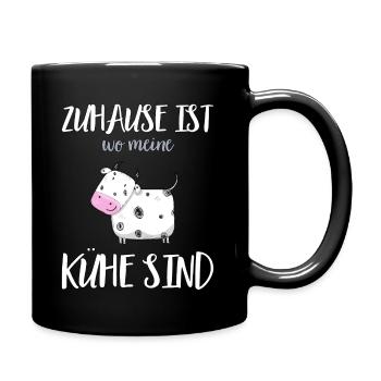 Kuh Geschenk - Zuhause ist wo meine Kühe sind - Tasse einfarbig - Schwarz - Rechts