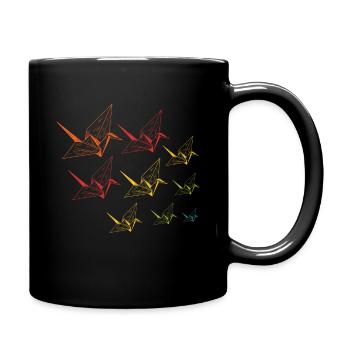 Origami crane cranes Japanese art gift - Full Colour Mug - black - Right