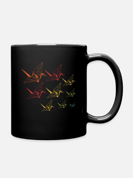 Origami crane cranes Japanese art gift - Full Colour Mug - black